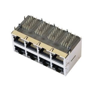 China THT Mounting POE RJ45 Connector J0B-2005NL 2x4 2.5GBase -T With LED IEE802.3at on sale