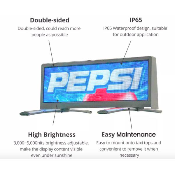 3G 4G Wifi Wireless P2 P2.5 P3 P4 P5 Advertising Car Roof Led Signs Double Sided