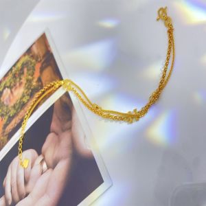 Glamorous Women's Jewelry 18K Solid Gold Heart Bracelet