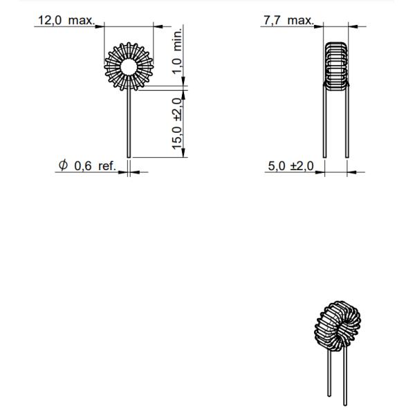 THT Leaded Toroidal Line Choke Through Hole Inductor 7447044