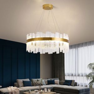 Remote Control Glass Modern Crystal Chandeliers Polished Chrome Finish