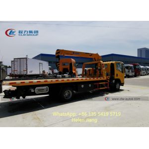 LHD ISUZU 4x2 5T Flatbed Towing Truck With XCMG Crane