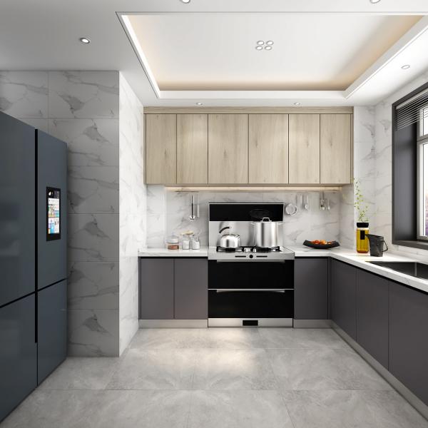 Modern Luxury Smart Wood Lacquer Flat Pack Kitchen Cabinet with Bottom Lacquer Finish