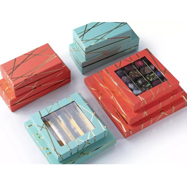 Buy Cardboard Chocolate Packaging Boxes Varnishing 2mm Paperboard With Clear Window at wholesale prices
