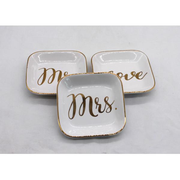 Buy Customized Ceramic Jewelry Tray , Ceramic Ring Dish With Gold Printing at wholesale prices