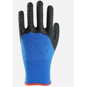 3/4 Dipped Crinkle Latex Dipped Gloves Nylon Polyester 13 Gauge Black Work Latex
