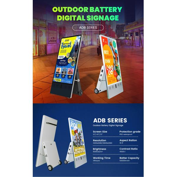 43 inch Outdoor Digital Signage Portable and Battery Powered for Effective Advertising Solutions