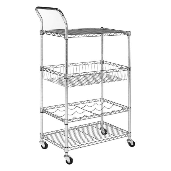 Buy 4 Tier New Type Home Kitchen Wire Rolling Cart 14"D X 24"W X 48"H at wholesale prices