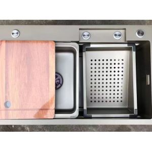 Embossed SS Utility Sink Nano Black Anti Scratch Gunmetal Kitchen Sink