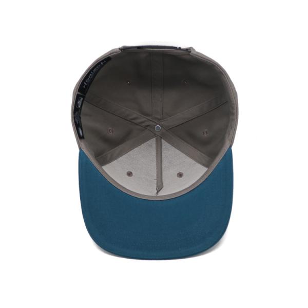 Sublimation Patch In Front Panel Flat Brim Snapback Hats 100% Cotton Twill Grey Caps