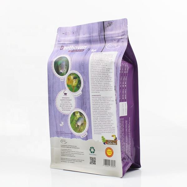 Custom Metallic Mylar Plastic Flat Bottom Pouch Cat Dog Pet Food Packaging Bag With Resealable Zipper