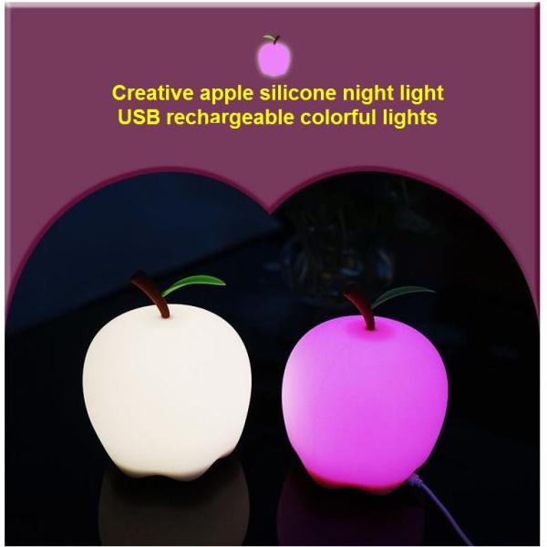 Silicone Children Colorful Night Lights,Apple shaped children's silicone touch sensor LED night light