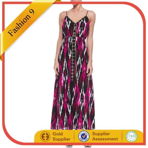 Buy Printed Lace-Up Maxi Dress at wholesale prices