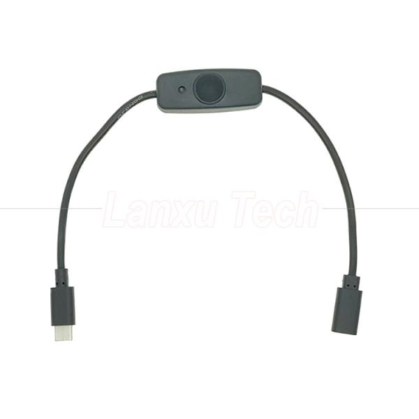 USB Type C Male to Female on off Silicon Cap Switch Extension Cable for