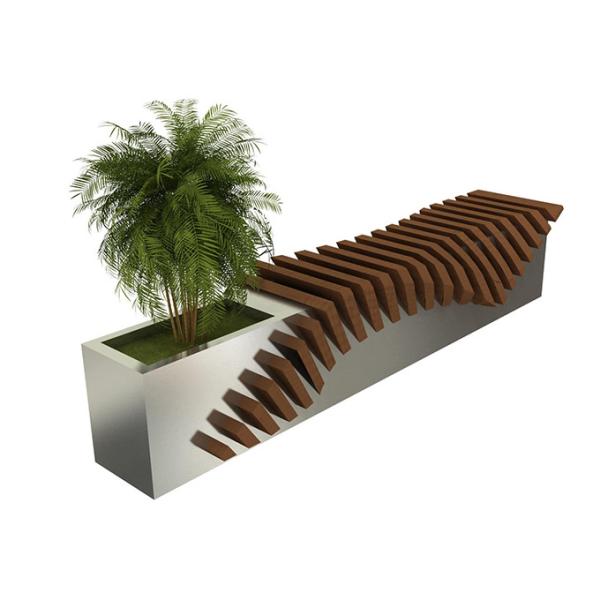 Buy EN840 Certificate 140cm Stainless Steel Wooden Planter Bench Seat at wholesale prices