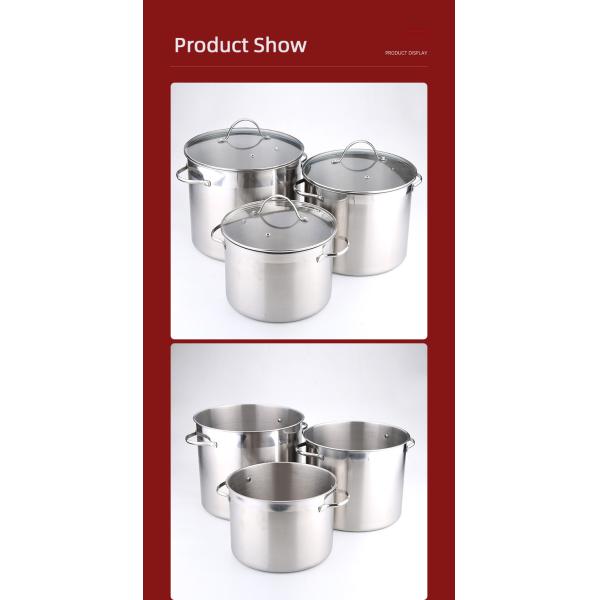 Factory Price Silver Large Capacity Cookware Stew Pots Cooker Stainless Steel Heavy Duty Cooking Pots