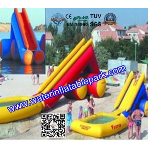 Summer Pool Inflatable Water Games With Slide , Adventure Inflatable Water