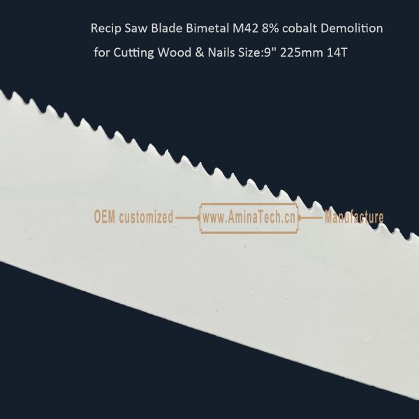 Recip Saw Blade Bimetal M42 8% cobalt Demolition for Cutting Wood & Nails 9" 225mm 10/14T,Power Tools