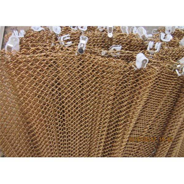 Durability Aperture Decorative Metal Mesh Drapery Aluminum Coil Mesh In Golden