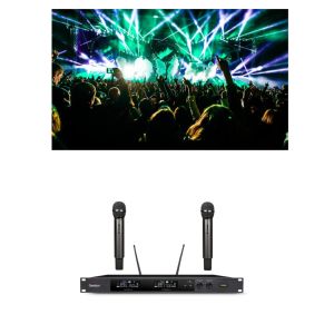 Optical Coaxial Input Wireless Handheld Karaoke Microphone Double Channel