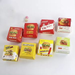 White Cardboard Hamburger Patty Box Biodegradable Burger Box Recyclable