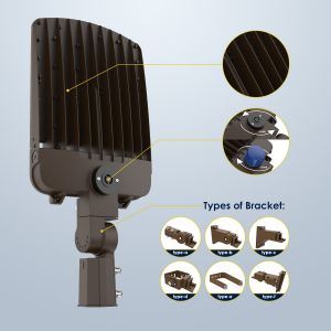 Bronze IP65 LED Parking Lot Lighting 3500K 4000K 5000K Selectable