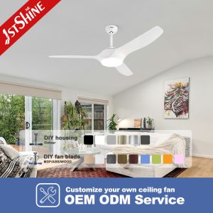 Modern Study Bldc Inverter Plastic Ceiling Fan Three White Blade