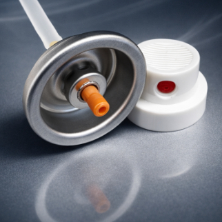 Front view of shaving foam aerosol valve