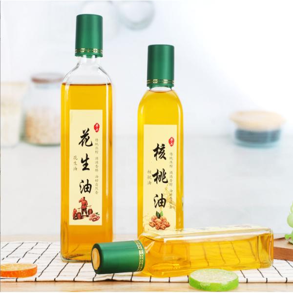 Glass Bottle Material Square Luxury Cooking Olive Oil Glass Bottle 250ml 500ml 750ml