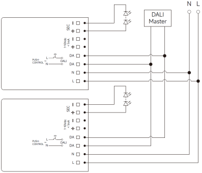 50W 700ma to 140ma programmable DALI2 & PUSH & 0-10V dimmable led power driver for LED panel