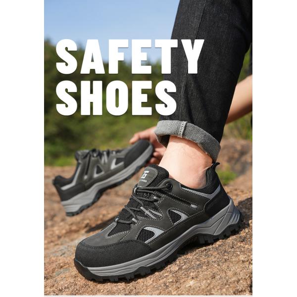 Kevlar Midsole Anti-stab Steel Toe Black Microfiber Flying Knit Work Shoes For Industrial Safety