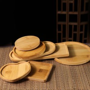Light Waterproof Carbonized Bamboo Wooden Coasters For Glass Kitchenware