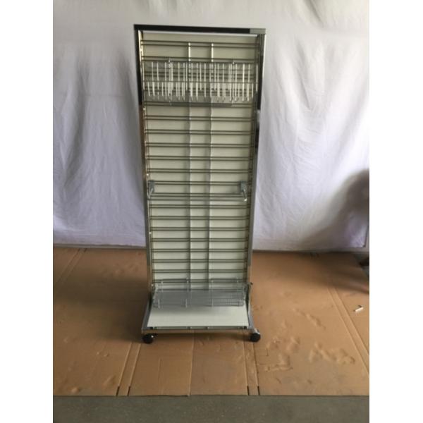 Commercial Double Sided Display Rack Adjustable Display Rack With Casters Chrome
