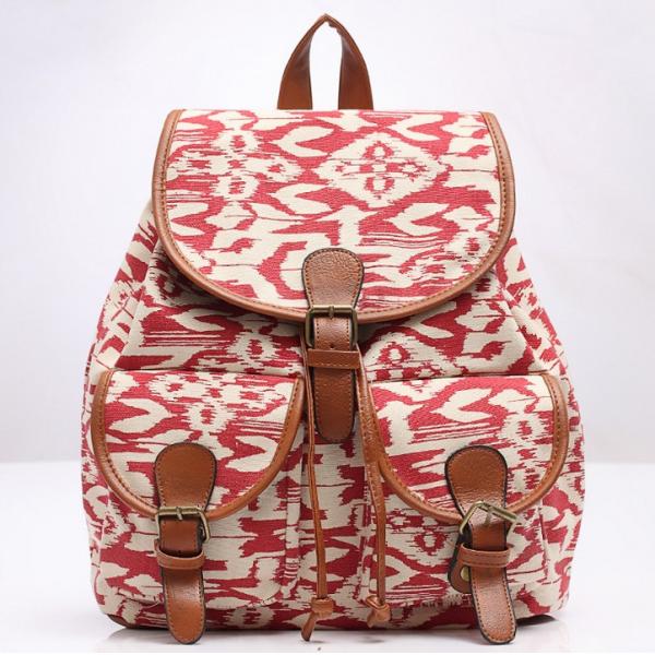 New wave canvas printing leisure backpack schoolbag travel Female