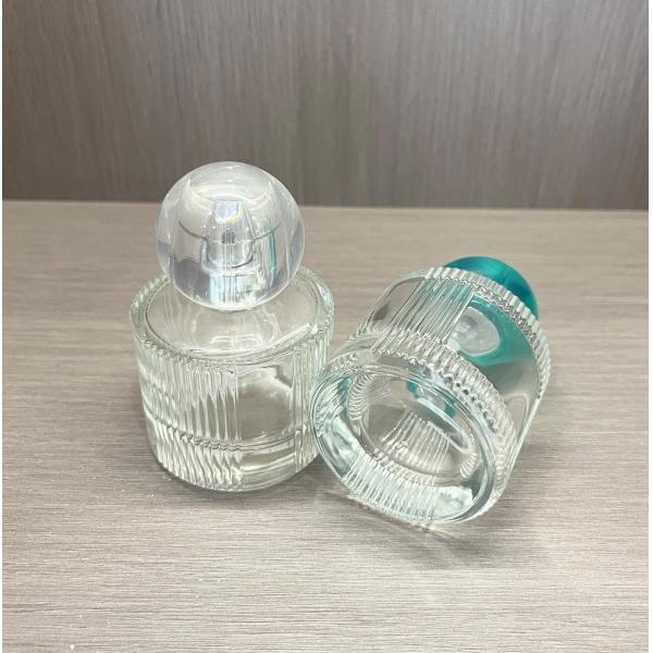 Beverage Glass Cylinder Shape Striped Classical Fragrance Parfum Spray Bottles 30ml 50ml