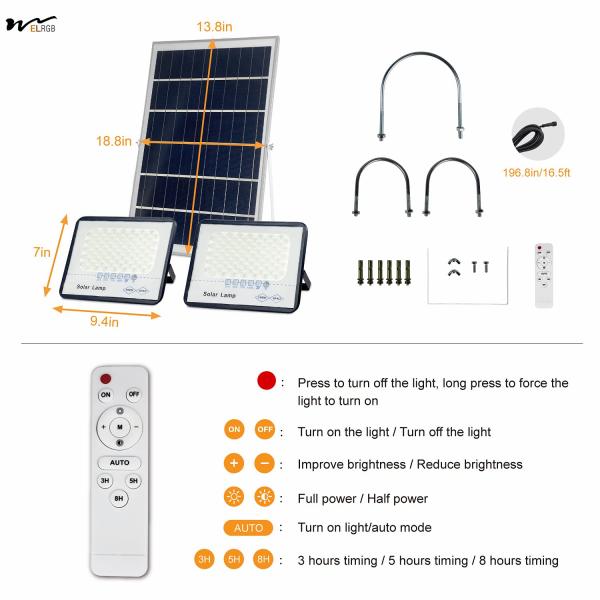 Solar Safety Street Light 100W LED Floodlight with Remote Control and IP67 Waterproof