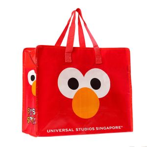 Custom Red Blue Printed Zipper PP Non Woven Handle Bag