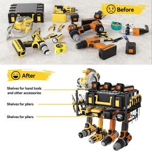 Double Tier Wall Mount Power Tool Storage Box Organizer for Cordless Screwdriver