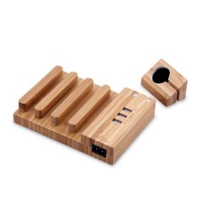 Wood USB Charging Station , Apple Watch Charging Slot Phone Charging Docking