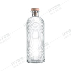 Glass Collar Round Shape 750ml Decorative Bottle with Customized Screen Printing