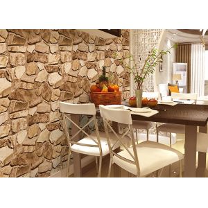 China 3D Effect Stone Pattern Washable Vinyl Wallpaper With Foam Process Natural Style on sale