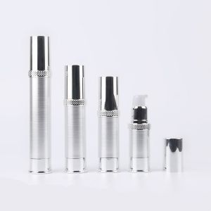 Airless Plastic Silver Aluminum Slimline Lotion Pump Dispenser 10ml - 30ml