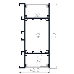 Display Hall Light Aluminium LED Mounting Profile Recessed 42*90mm