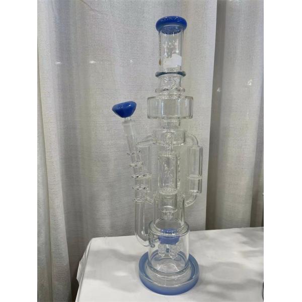 Buy Recycler Glass Bowl Pipe 14mm Double Bubbler Pipe at wholesale prices