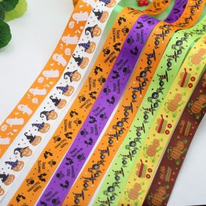 Wholesale bat ghost witch printing halloween holiday grosgrain webbing printed