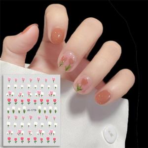 Quality Tulip Style Dried Flower Nail Decals Stickers For Manicure DIY for sale