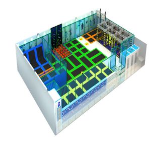 indoor Commercial Trampoline Park EPE Soft Pad With Ninja Course