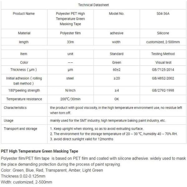 Polyester Silicone Adhesive Electroplating Tape Heat Resistant