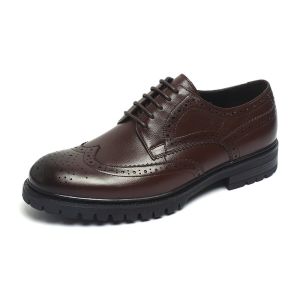China Anti Skid Dark Brown Lace Up Mens Leather Dress Shoes on sale