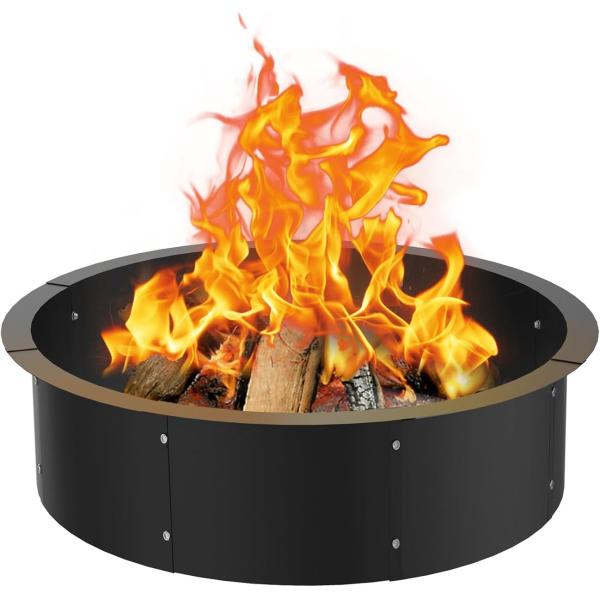 40 Inch High Carbon Steel Fire Pit Ring Insert for DIY Outdoor Wood Burning in